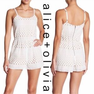 Alice + Olivia Ivory Eyelet Playsuit